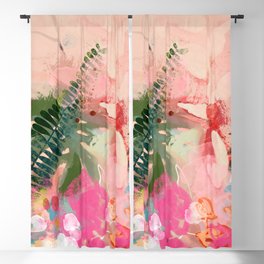 pink jungle leaves art abstract Blackout Curtain