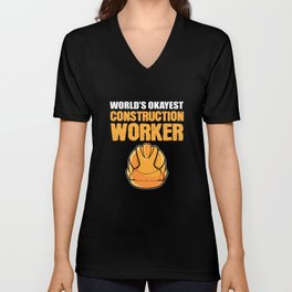 World's Okayest Construction Worker - Craftsman V Neck T Shirt