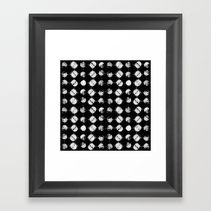 Shibori itajime big white dots tiedye Framed Art Print