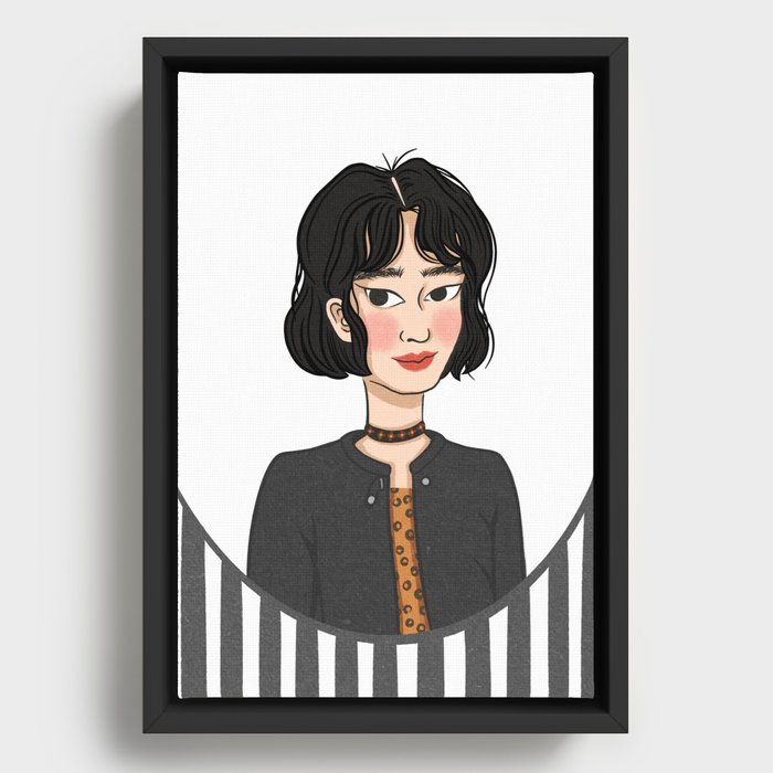 The beautiful Asian girl in frame Framed Canvas