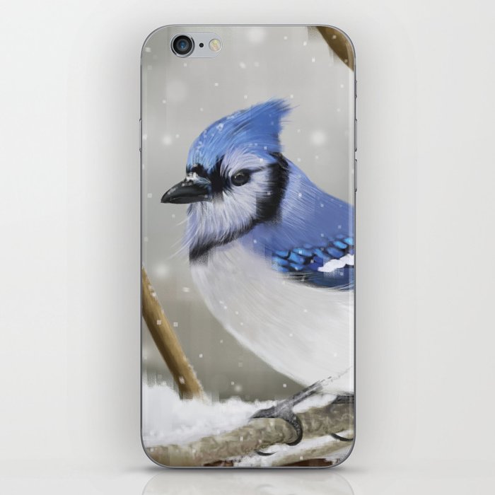 Blue Jay in Winter iPhone Skin
