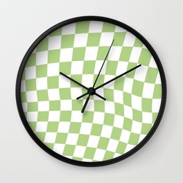 Lime Green Warped Check Wall Clock