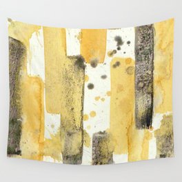 Yellow Grey Abstract Watercolor Wall Tapestry