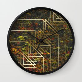 autumn forest muted gold foil effect geometric aesthetic texture art photography bookend set 15  Wall Clock