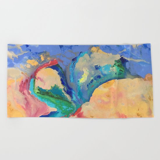 Watercolor Series (Exploding Flower) Beach Towel