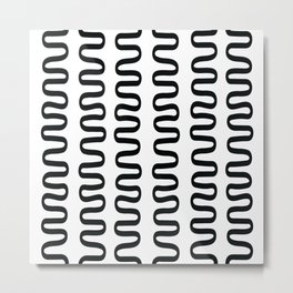 Abstract Shapes 239 in White and Black (Snake Pattern Abstraction) Metal Print