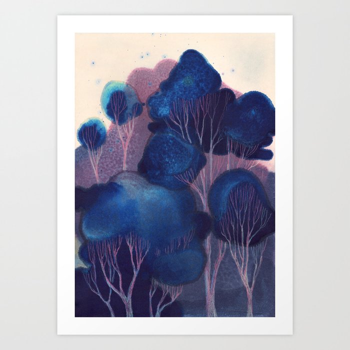 Blue Woodland Art Print