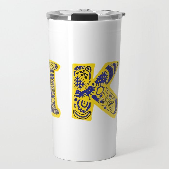 Fika Folk Style Blue and Yellow Travel Mug