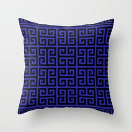 Greek Key (Navy Blue & Black Pattern) Throw Pillow