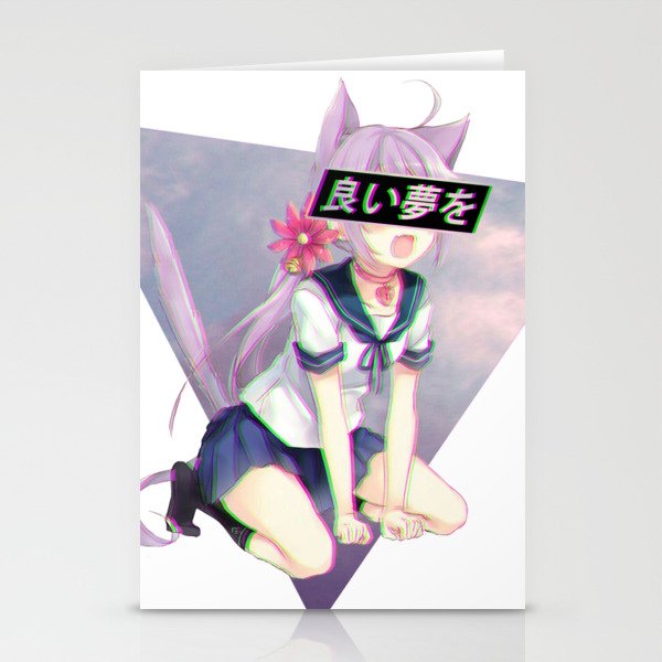 Cat Girl Neko Glitch Sad Japanese Anime Aesthetic Stationery Cards By Poser Boy Society6 A collection of the top 40 anime glitch wallpapers and backgrounds available for download for free. cat girl neko glitch sad japanese anime aesthetic stationery cards by poser boy