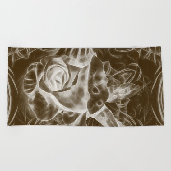 Rose infrared in brown Beach Towel