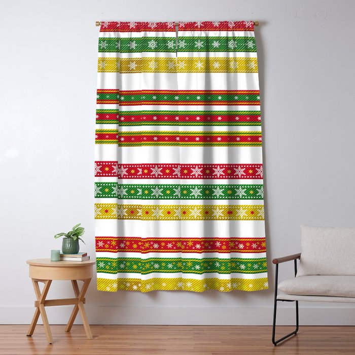 Christmas Ribbons Gold Blackout Curtain By Etnousta Society6