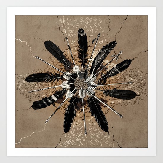 native vintage mandala Art Print