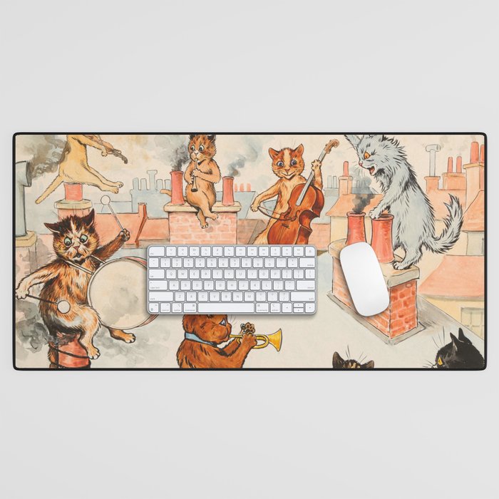 Roof Top Band by Louis Wain Desk Mat