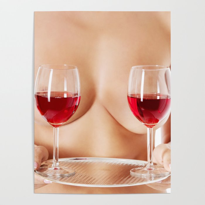 Exotic wine glasses covering breasts Poster by palabara