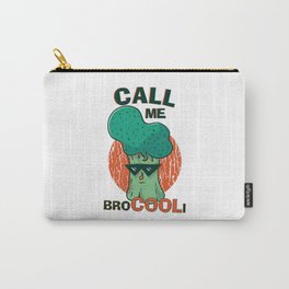 CALL ME BROCOOLI COOL BROCCOLI Carry-All Pouch | Graphicdesign, Plantbased, Veggiehumor, Callmebrocooli, Vegangifts, Veganvibes, Funnyveganquotes, Coolbroccoli, Funnyvegetables, Veganuary 