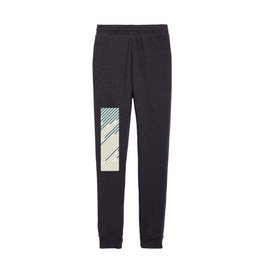 Aqua Off White Cream Abstract Diagonal Stripe Line Pattern 2023 COTY Vining Ivy PPG1148-6 Accents Kids Joggers