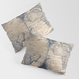 Antique World Map White Gold Navy Blue by Nature Magick Pillow Sham