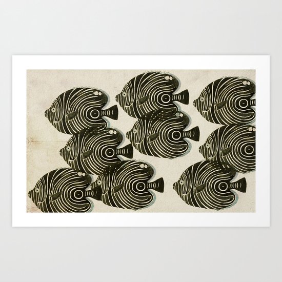 Shoal of Black Fish Art Print