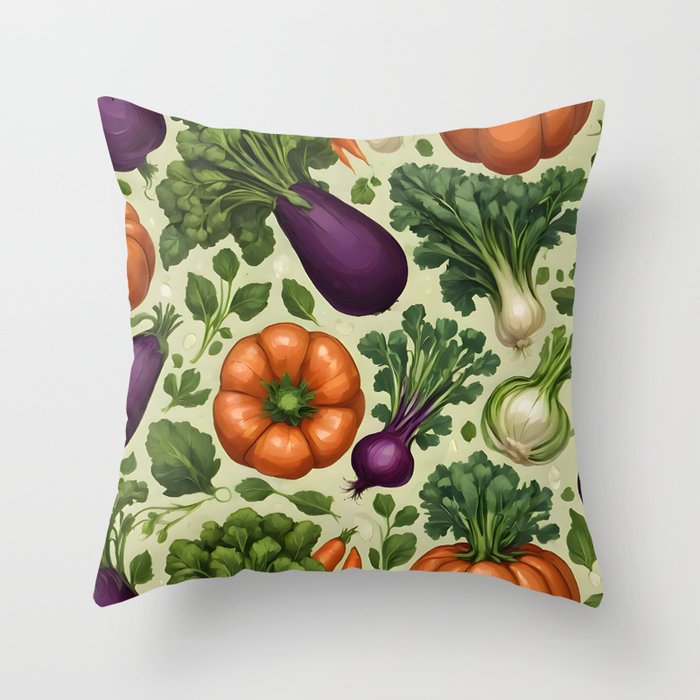 Popular Happy Vegetables Healthy Food Collection Throw Pillow