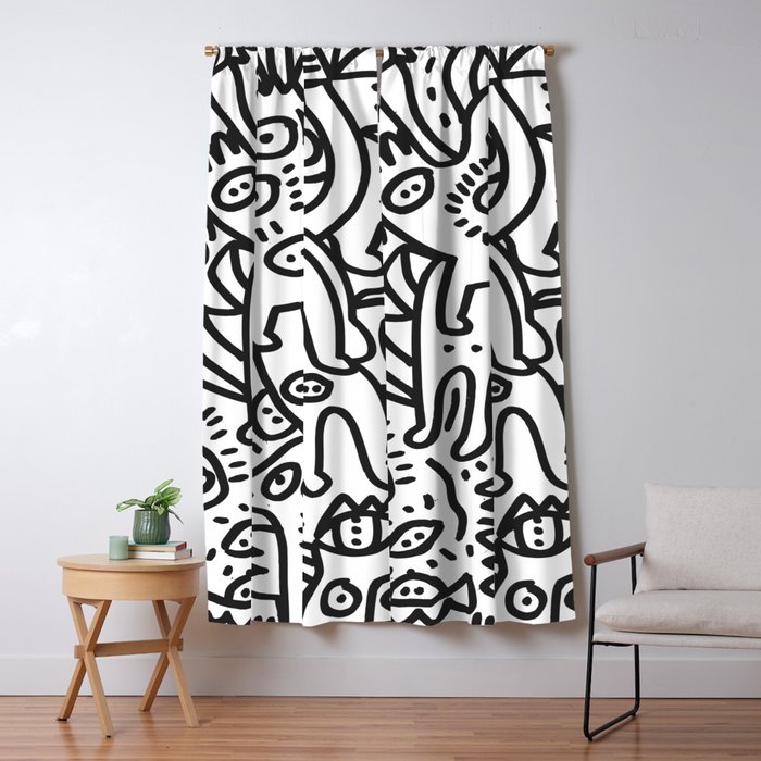 Graffiti Art Black and White Cyclopes Blackout Curtain by Emmanuel Signorino Society6