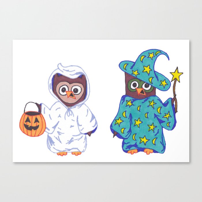 Trick or Treat Halloween Owls Canvas Print