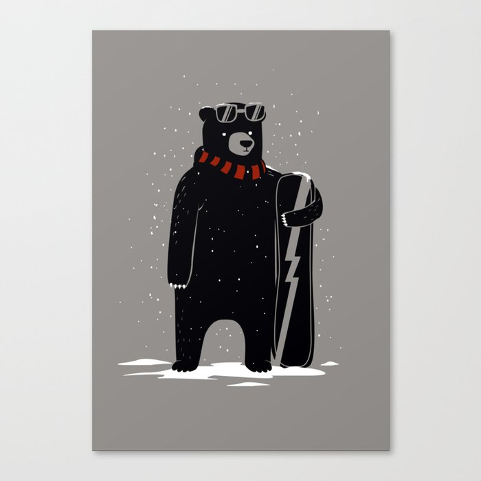 Bear on snowboard Canvas Print