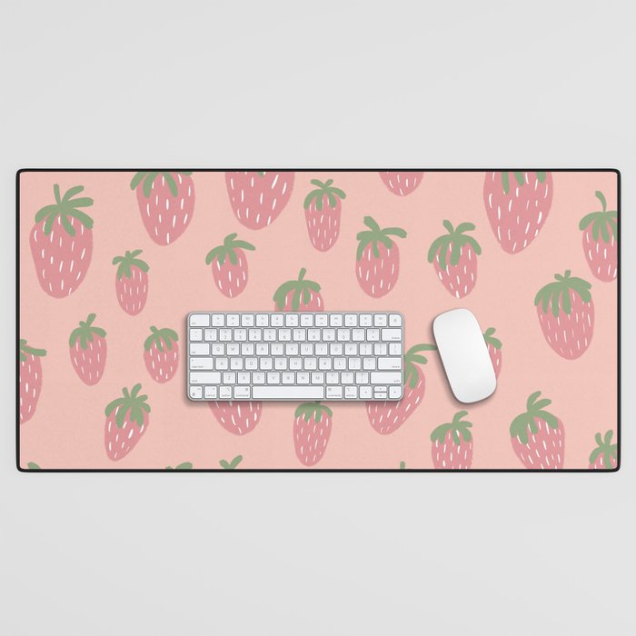 Strawberry Field (Pink) Desk Mat