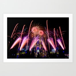 Fairytale Castle Fireworks Art Print