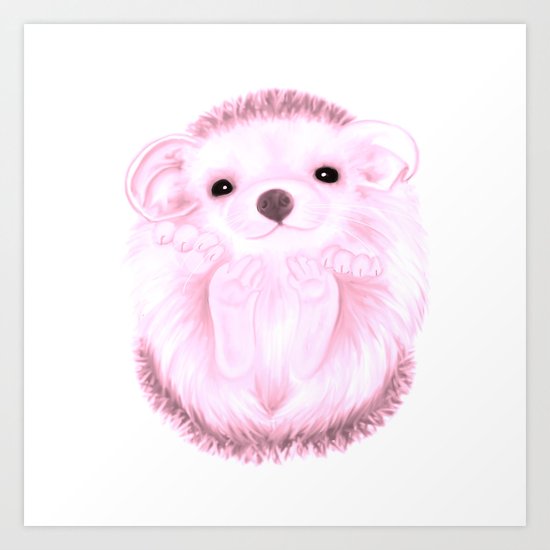 Baby Hedgehog- Pink Art Print