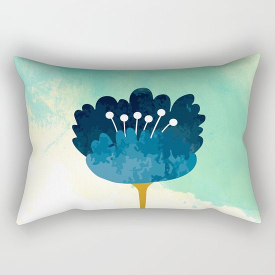 Acuarela Blue Flower Rectangular Pillow