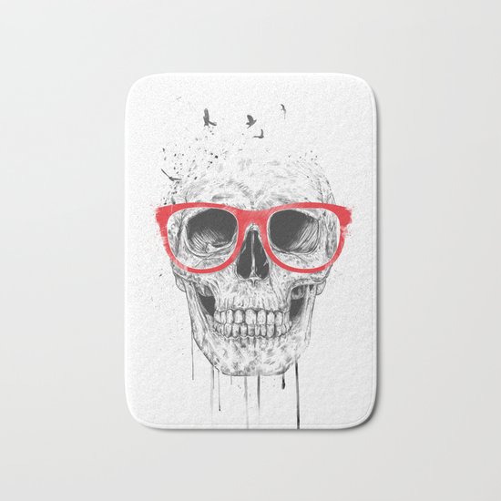 Skull with red glasses Bath Mat