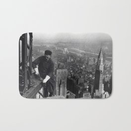 Construction worker Empire State Building NYC Bath Mat | Architecture, Vintage, Photo, Black and White 