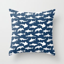 Sharks on Regal Blue Throw Pillow