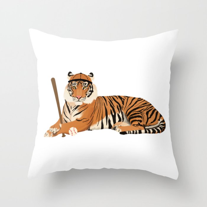 Baseball Tiger Throw Pillow
