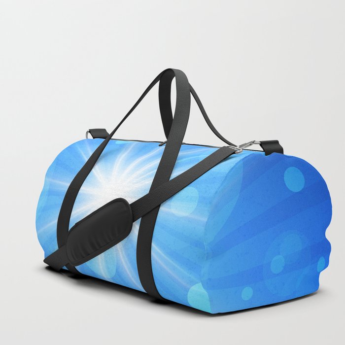 Glowing White Light on Blue Background. Duffle Bag