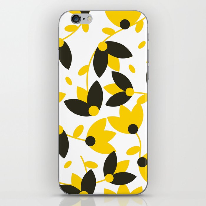 Modern Mustard Colored Flowers Pattern! iPhone Skin