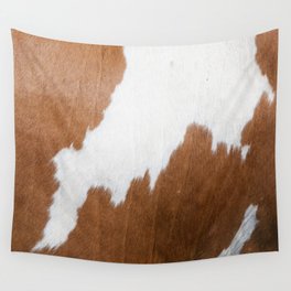 Brown and White Cowhide, Cow Skin Print Pattern Wall Tapestry