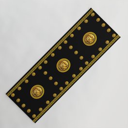 Greek Key and Coin - Black Yoga Mat