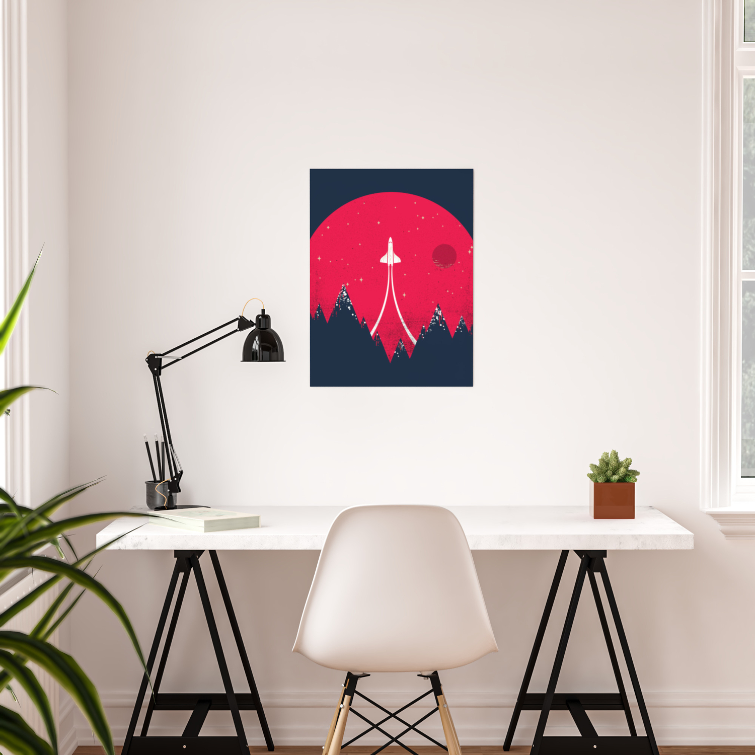 Journey To The Stars Minimalist Spaceship Shuttle Mars Planets Solar System Poster By Rocketmans