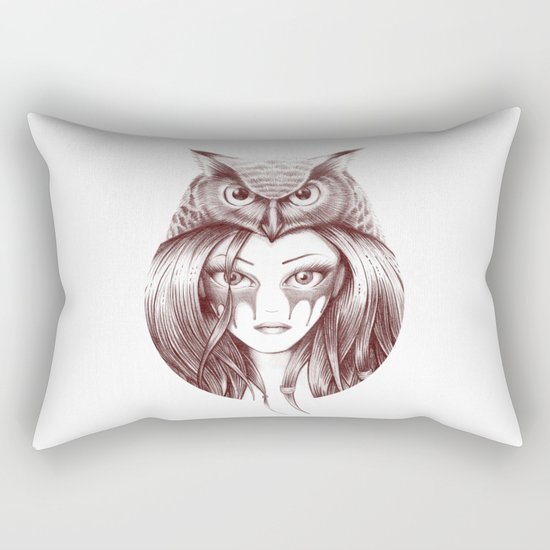 Owl Totem Girl Rectangular Pillow