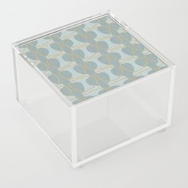 Aqua and Gold Mid Century Modern Abstract Ovals Acrylic Box
