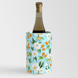 mediterranean summer kumquat and orchid branches on turquoise Wine Chiller