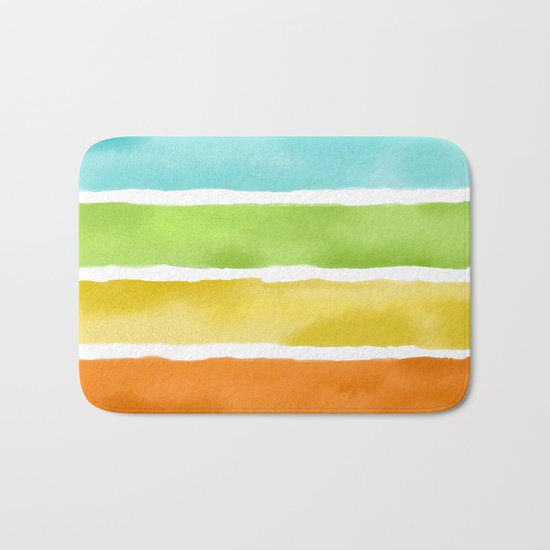 Watercolor Stripes Bath Mat