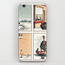 Christmas Card Depicting Turkey and Chicken iPhone Skin