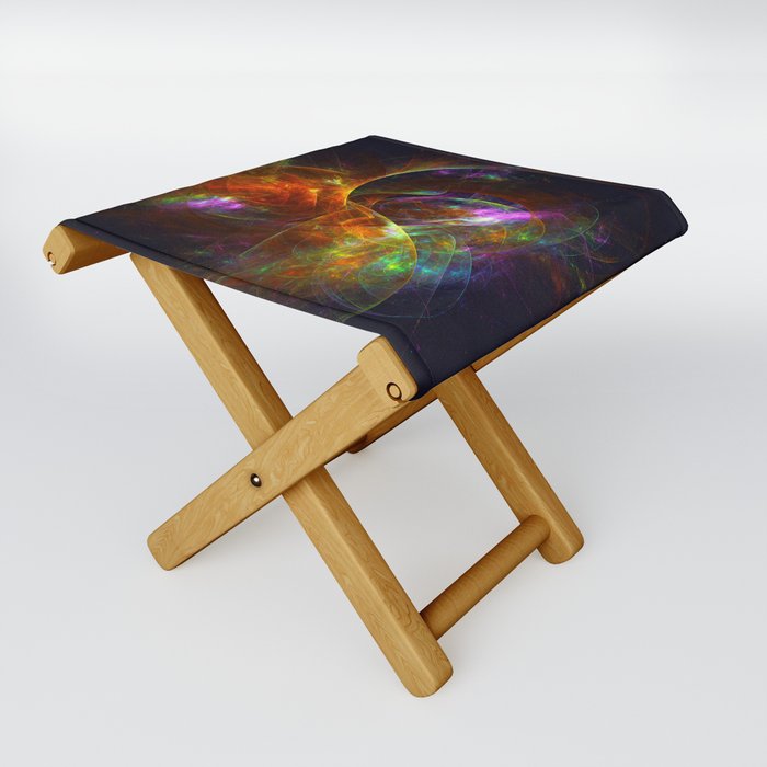 Fractal Digital Painting "Colors of the Universe" Folding Stool