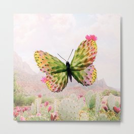 Cactus Butterfly Metal Print