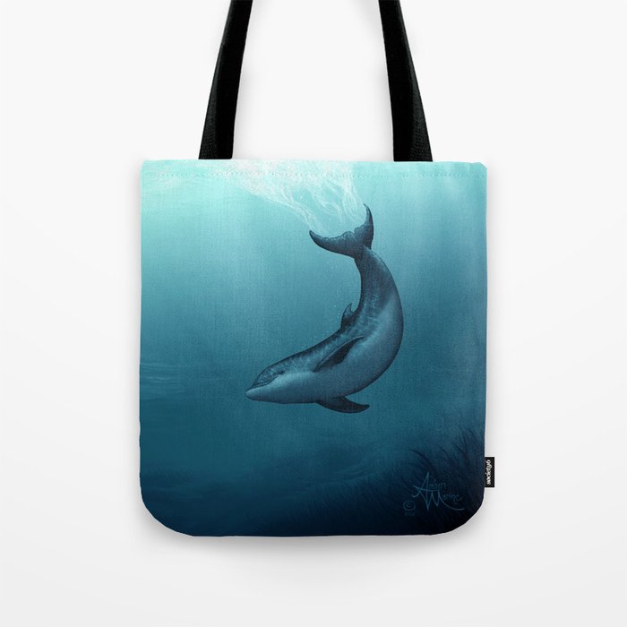 "Siren of the Blue Lagoon" by Amber Marine ~ Dolphin Art, Digital Painting, (Copyright 2015) Tote Bag