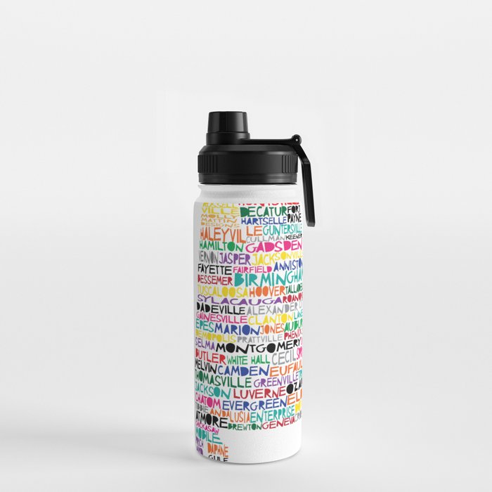 Alabama colorful typography state Water Bottle