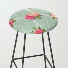 Vintage Roses and Lattice Lace on Apple Green Bar Stool